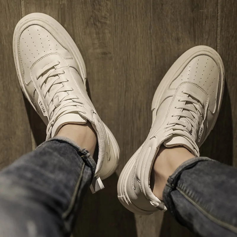 Туфли мужские из натуральной кожи высокие на шнуровке дышащие мягкие