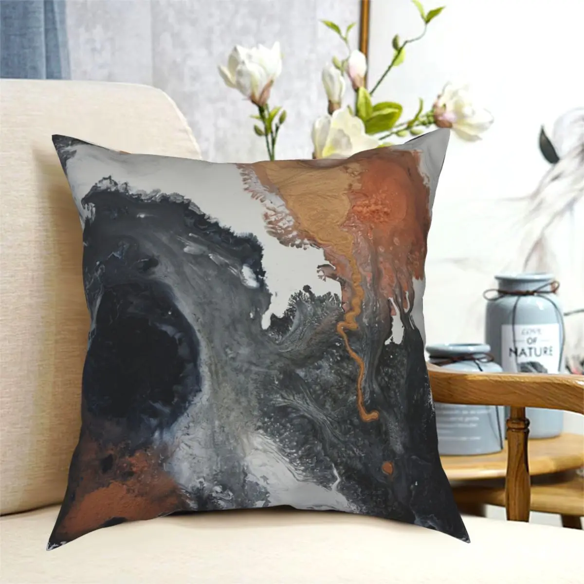 Моно медный чехол для подушки полиэстеровый декоративный с принтом комнаты