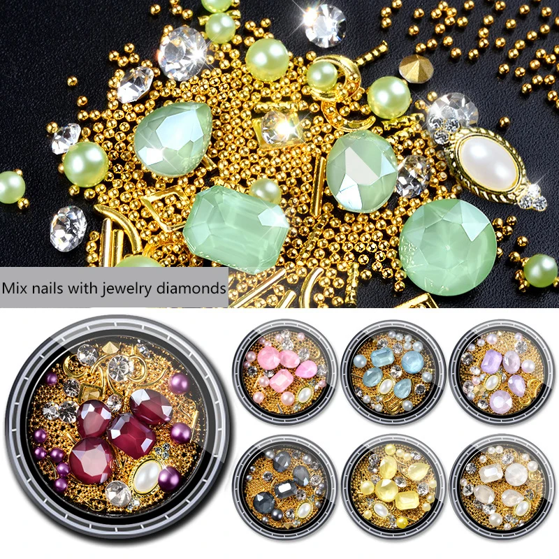 Новинка 2019 украшения для ногтей алмазы мокко Стразы смешанные ногтевого дизайна