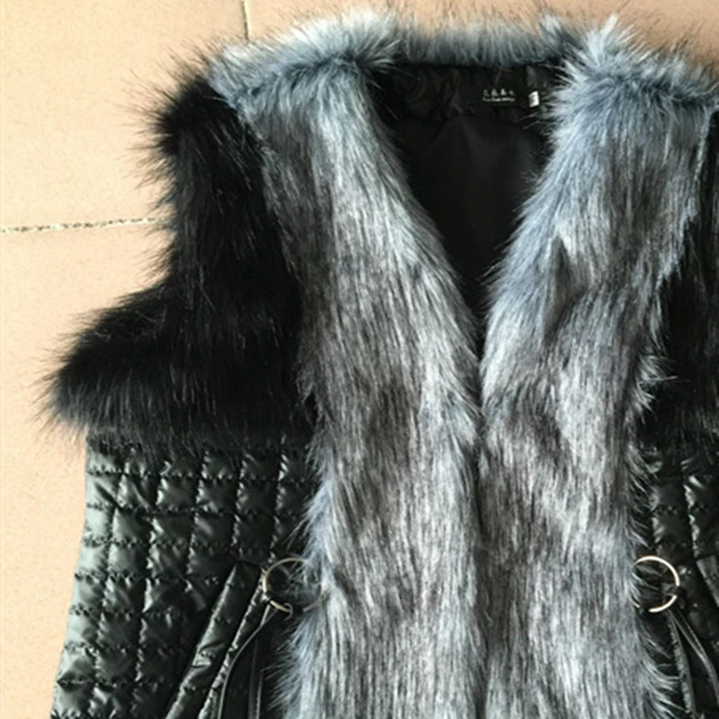 RICORIT женская меховая жилетка зимняя черная из искусственного меха теплая куртка