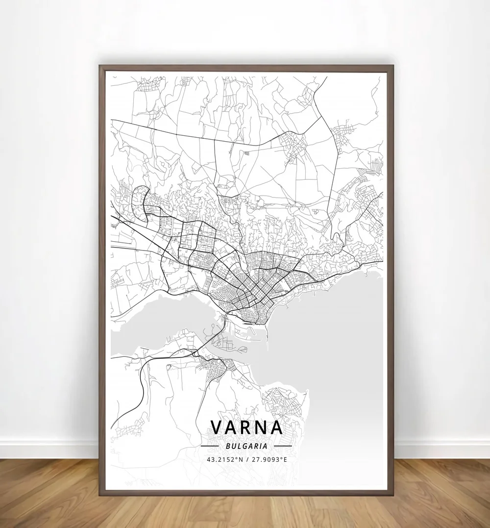 Farnham Greater Sudbury Valletta Varanasi Varberg Varna Vasteras Современная Карта города холст