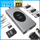 USB 3.1 Type C HUB с 4K Ultra HD RJ45 беспроводной зарядкой SDTF кард-ридер USB Type-C plitтер для Macbook Pro Аксессуары для ноутбука,Этот продукт поддерживает беспроводную зарядку.