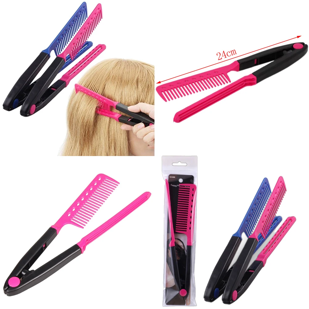 

V Type Washable Folding Hair Straightener Comb DIY Salon Hairdressing Brush Styling Tool Accessories