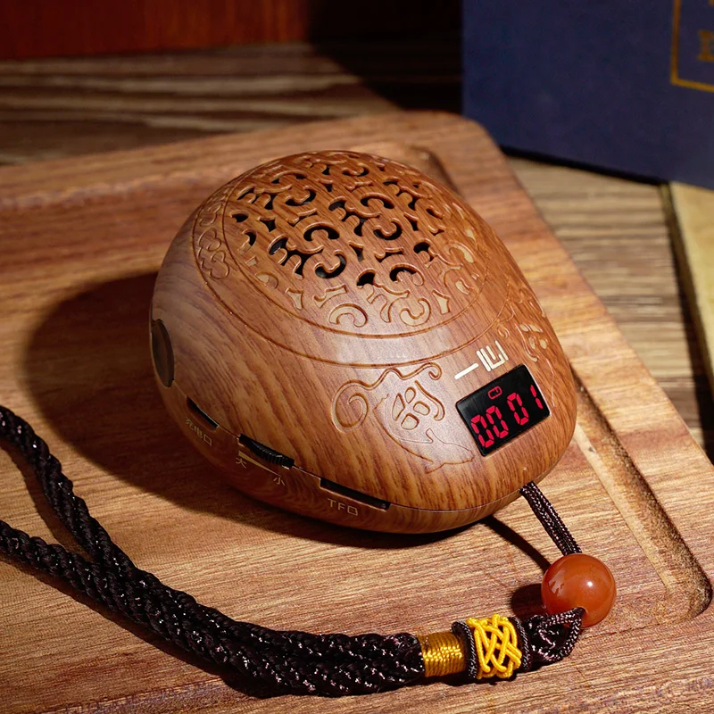 Luxury Wooden fish style buddha machine Mini Portable Mp3 Sound Card Speakers music buddhist sutra player home decorate