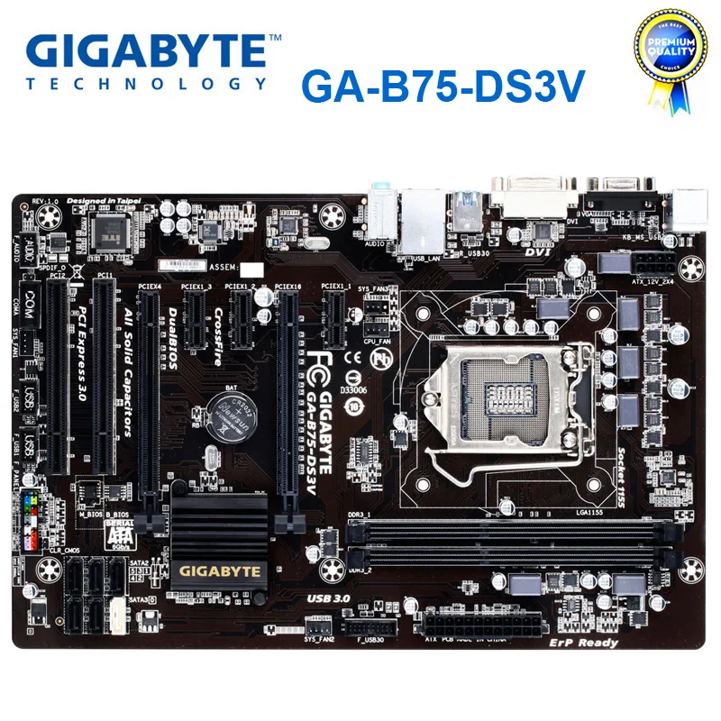 Оригинальная Материнская плата Gigabyte GA-B75-DS3V LGA 1155 DDR3 USB3.0 B75 восстановленная