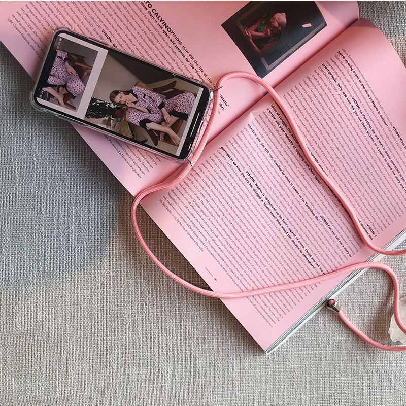 Pink Чехол с цепочкой через плечо для Xiaomi mi 9T 9 SE 8 Pro Lite 6X A2 Red mi K20 Note 8 7 7A CC9 A3 веревочный ремешок на плечо - Цвет: Pink