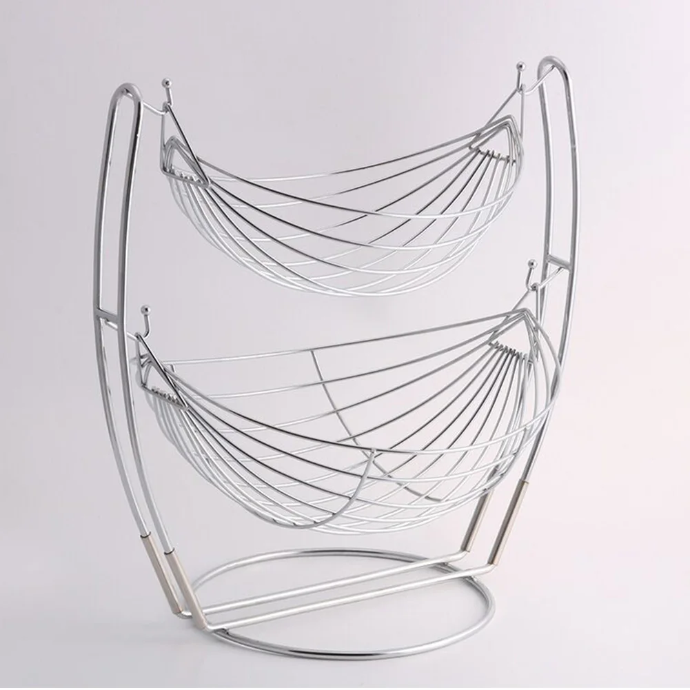 

2 Tier Fruit Basket Draining Food Storage Display Stand Vegetables Home Desktop Removable Kitchen Organizer Living Room