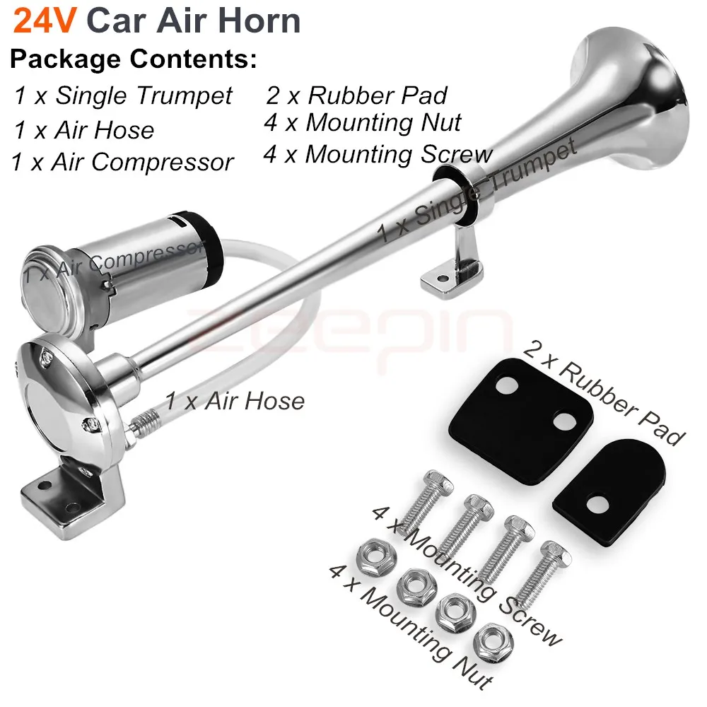 Horn Set 24V Универсальный 17 дюймов 150 дБ громкий обтекатель воздуха для автомобиля 12 в 180 Герц однотрубный компрессор Bocina для грузовых автомобилей - Цвет: Horn Set 24V