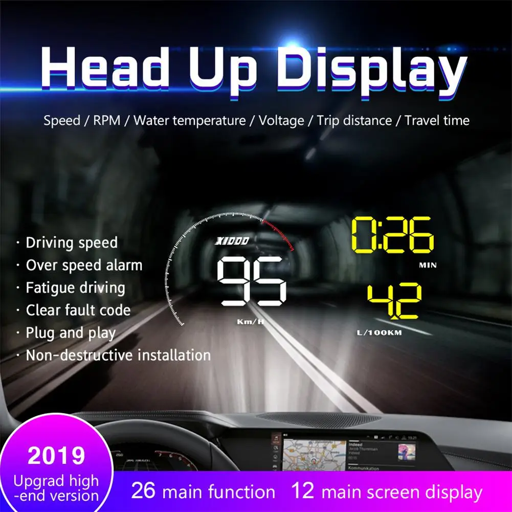 Dragonpad автомобильный HUD Дисплей 5 ''OBD2 светодиодный красочный экран