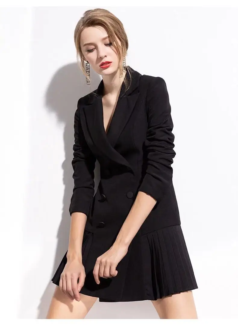 Женское Повседневное платье блейзер с юбкой новое черное в европейском и