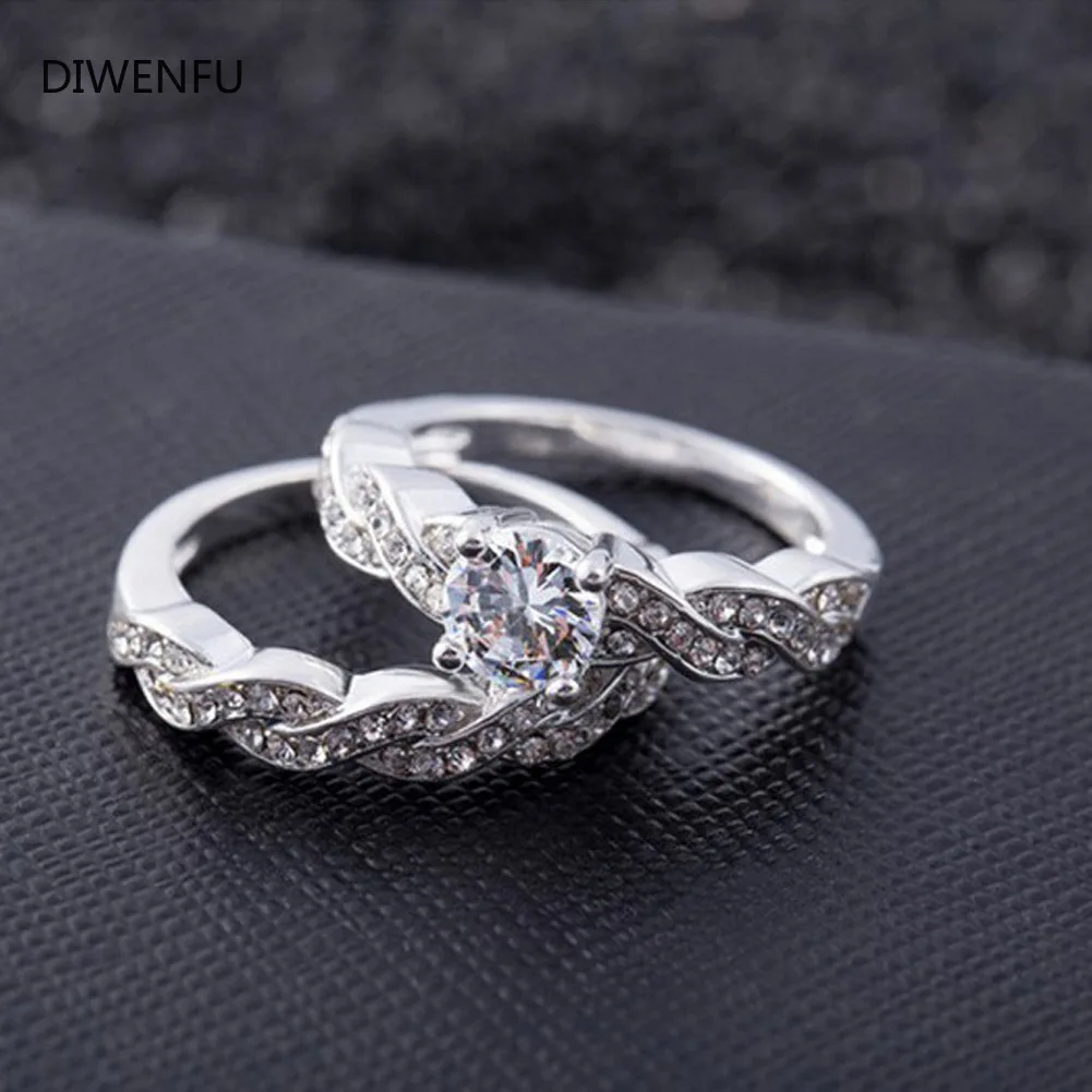 

Fine Jewelry Silver Lovers Ring Sets for Women S925 Sterling Silver Cute Bridal Sets Diamond Rings Women Engagement Luxury