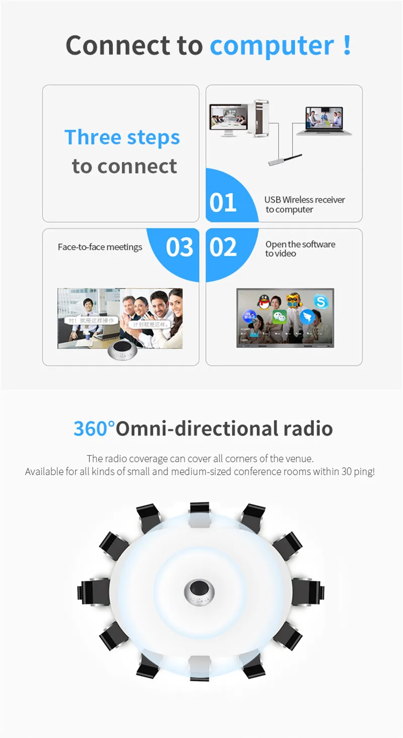 

the professional hd video conference omnidirectional microphone with built in speaker