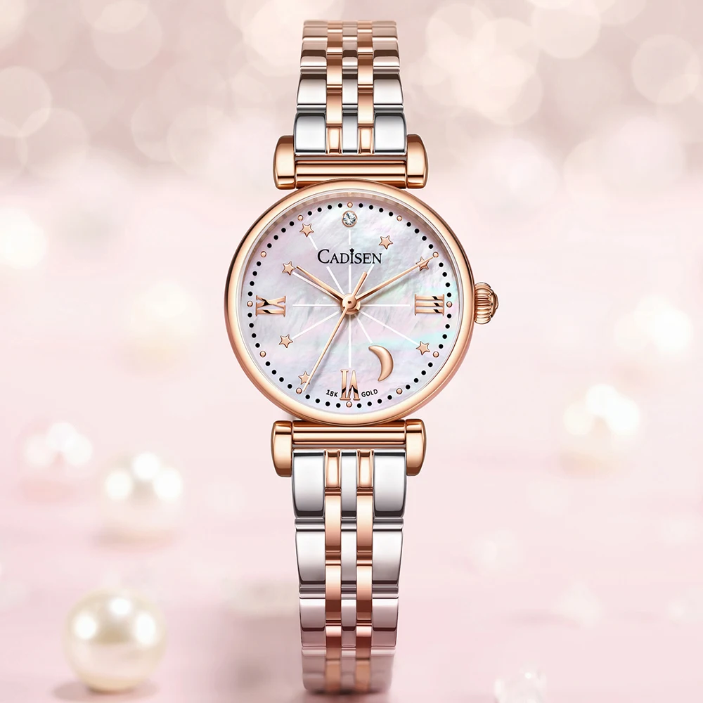 2021 new CADISEN women watch luxury brand dress ladies watch 18K GOLD Ultra-thin dial waterproof women watches Reloj Mujer+Box enlarge