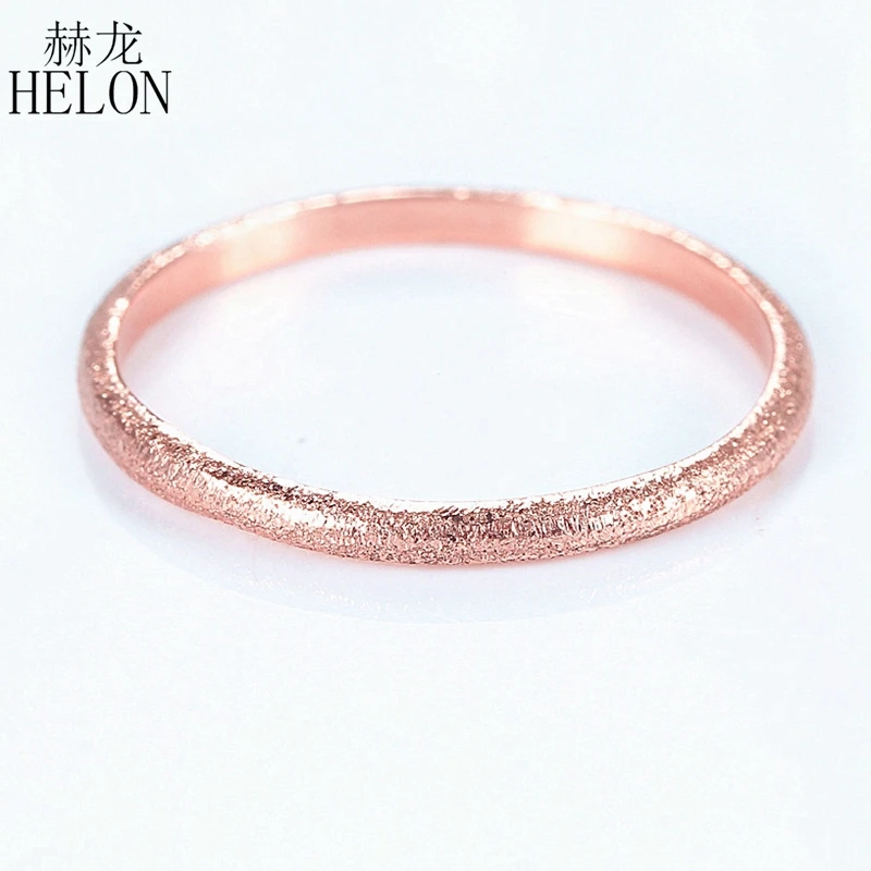 HELON Solid 10k розовое золото элегантное женское пескоструйное обручальное кольцо арт