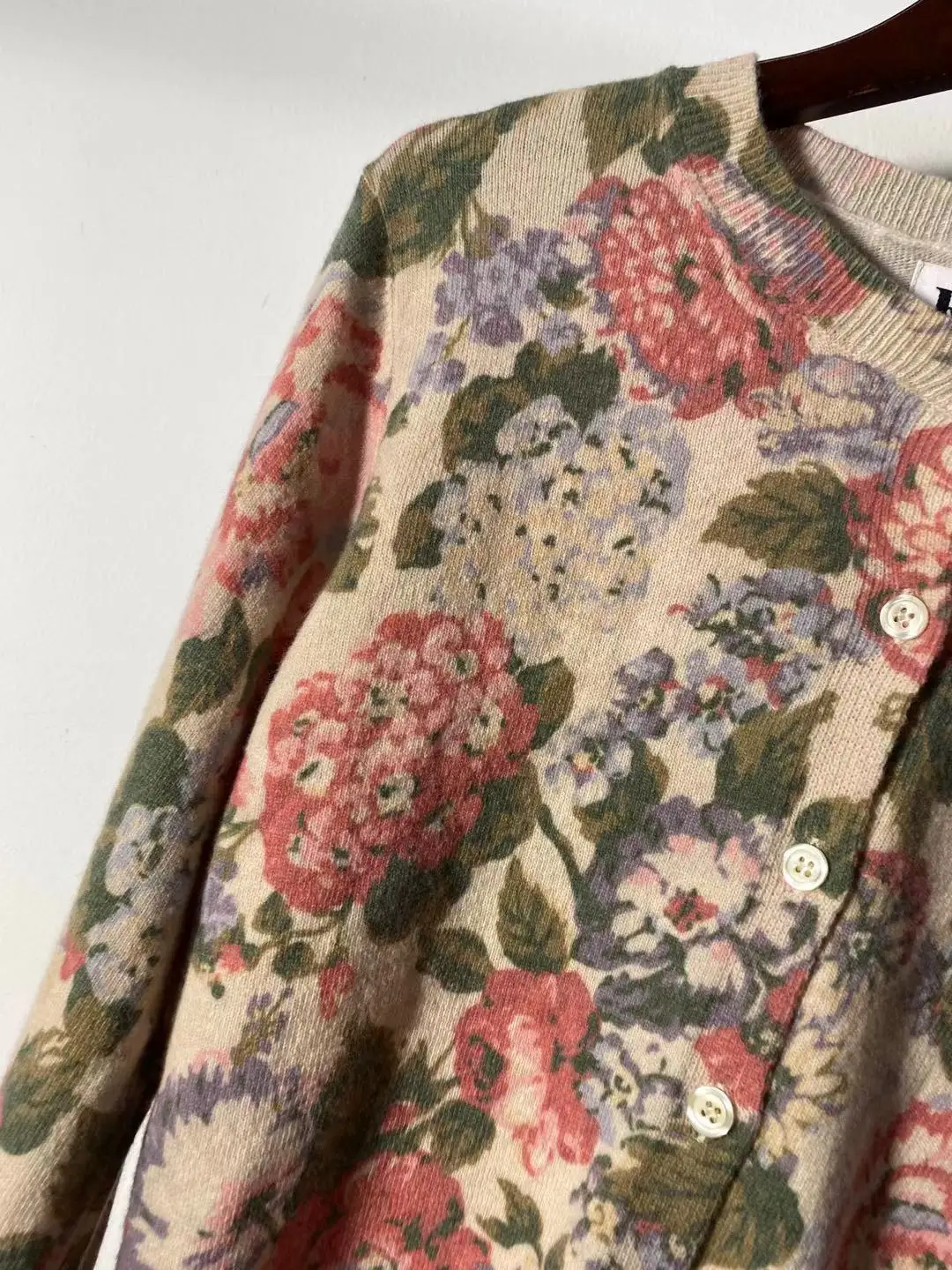 

Women Sweater 2021 New Spring and Summer Wool Blended Knit Floral Print French Sweater Cardigans