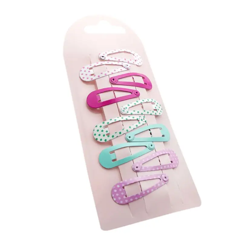 

10/12Pcs 3.5cm Children Kids Cute Candy Color Mini Hair Clips Glitter Floral Polka Dot Metal Snap Hairpins Baking Paint 12