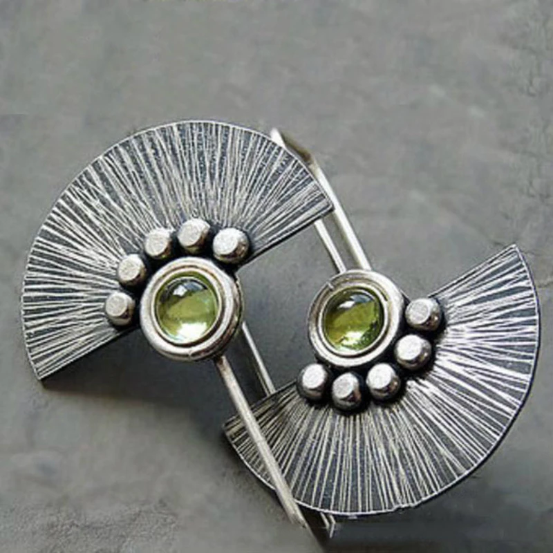 Винтажный Вентилятор Форма Кристалл Висячие серьги для женщин Личность