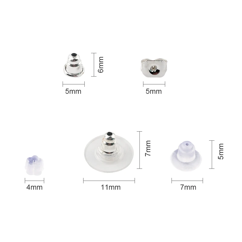 Серьги-гвоздики из меди с серебряным покрытием 250 шт./лот | Украшения и аксессуары