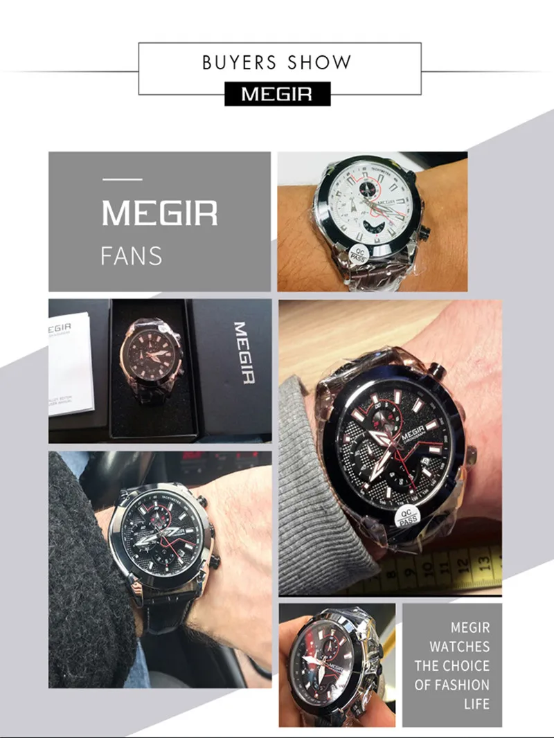 

MEGIR Military Sport Watch Men Top Brand Luxury Leather Army Quartz Watches Men Clock Creative Chronograph Relogio Masculino