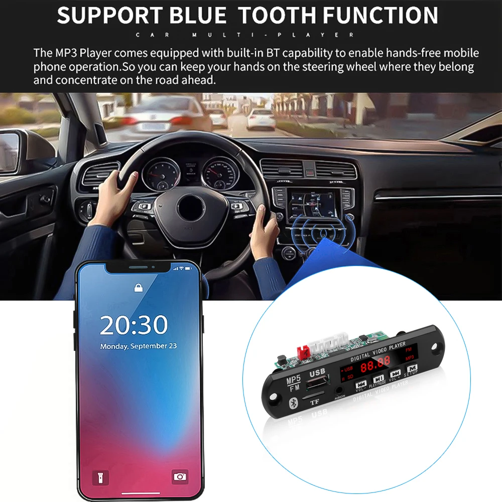Bluetooth MP5 плеер аудио видео декодер плата Поддержка USB TF MP3 WAV декодирование без