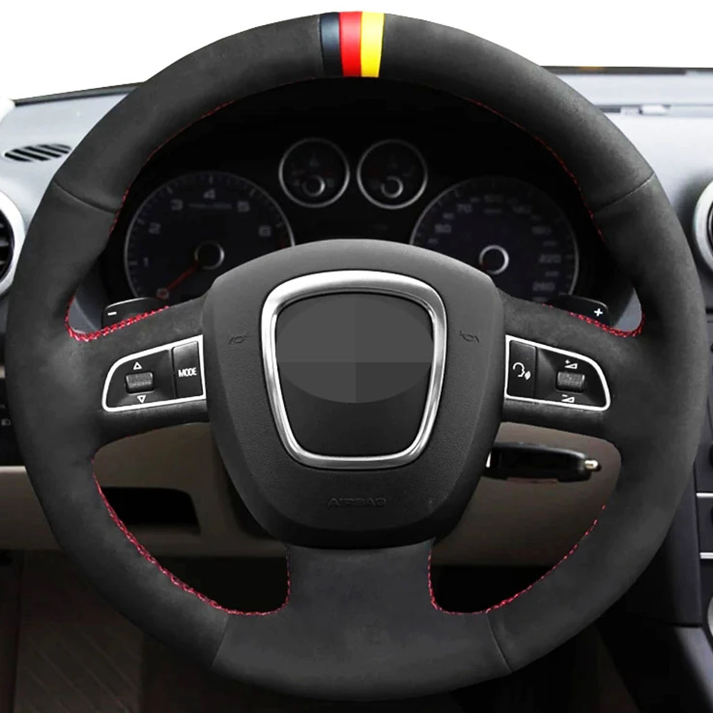 

DIY Black Suede Car Steering Wheel Cover For Audi A3 8P Sportback A4 B8 Avant A5 8T A6 C6 A8 D3 Q5 8R Q7 4L S3 S4 S5 S6 S8 RS 4