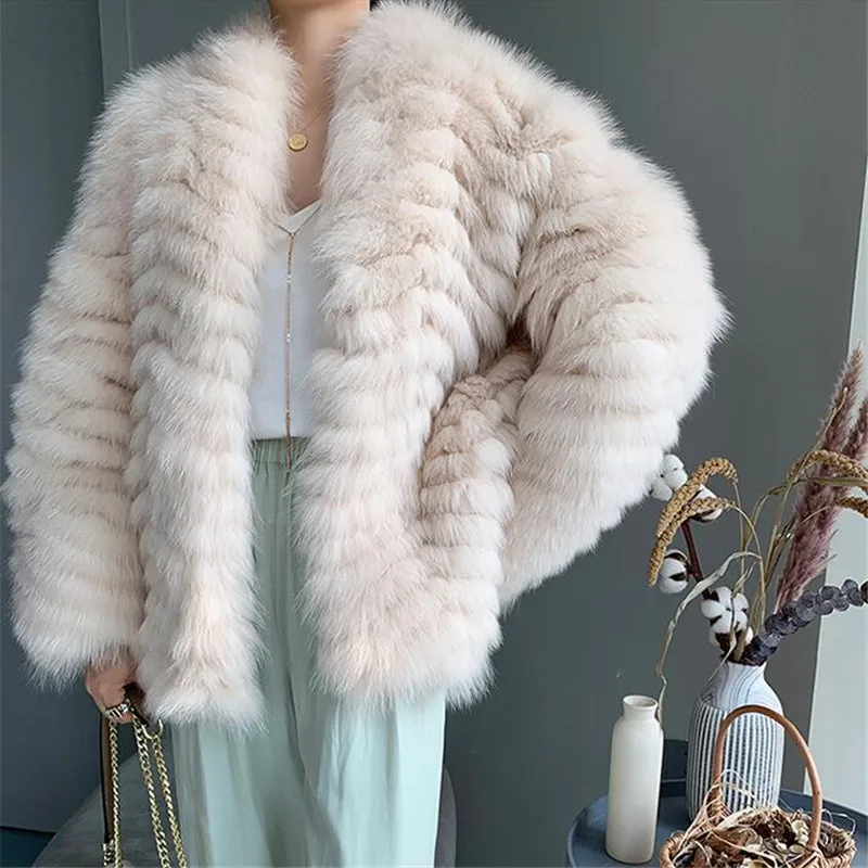 Abrigos mujer invierno 2021 зимняя шуба из натурального Лисьего меха женская меховая куртка