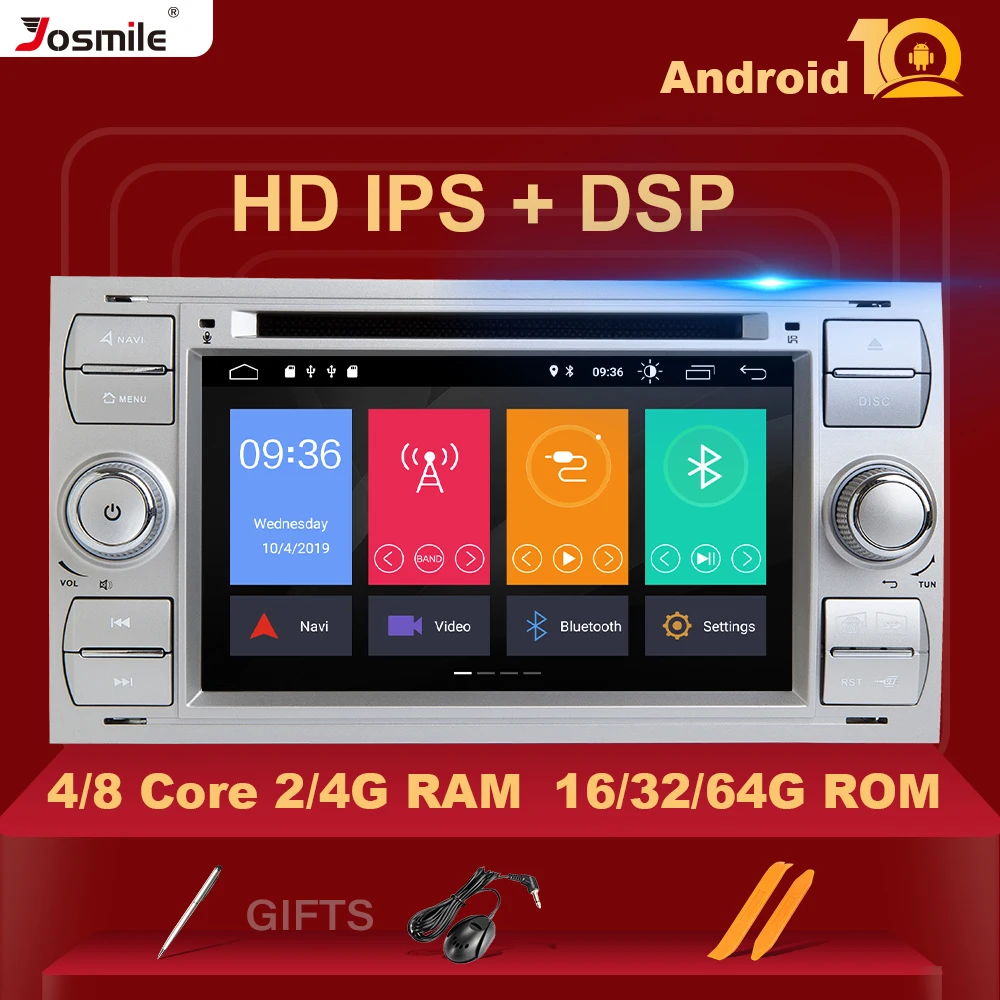 IPS DSP 8 ядер 4 ГБ ОЗУ Android 10 автомобильный dvd плеер для Ford Focus 2 3 mk2 Mondeo Kuga Fiesta Transit Connect S
