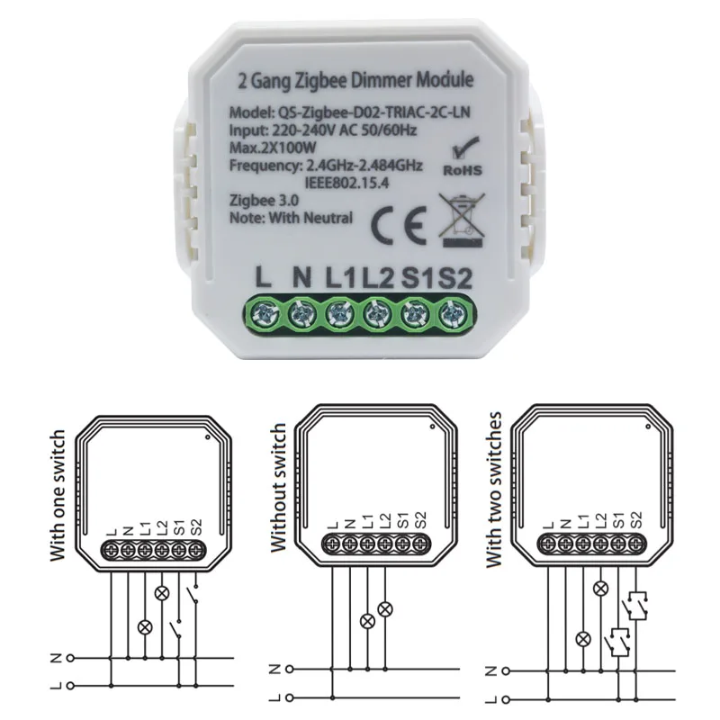Lonsonho Tuya Smart Zigbee модуль диммера 1 2 банды 220 В с нейтральным сторонним беспроводным