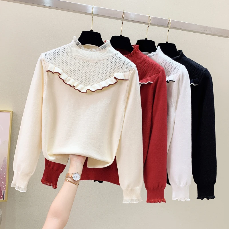 

Black Sweet Knitted Korean Style Fashion Pullovers For Women'S Ladies Autumn Winter 2021 Clothing Sweater Tops Blouse Female