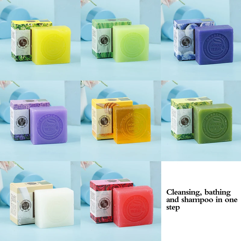 

Handmade Bath Shower Soap Bamboo Lavender Jasmine Goat milk blueberry Face Body Wash Deep Cleansing Whitening Skin Care