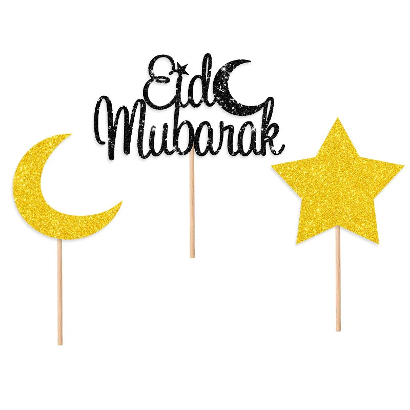 

EID Mubarak Cake Flag Ramadan Mubarak Muslim Islamic Festival Party DIY Cake Dessert Fruit Decoration Supplies