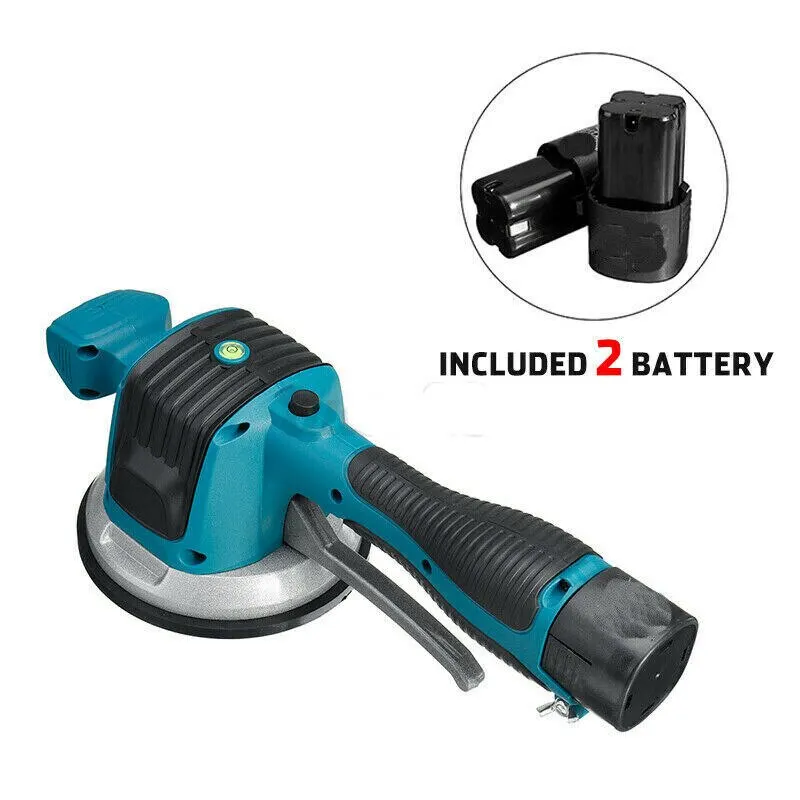 Electric Tile Machine Vibrators Tiling Tile Machine Suction Cup with 2 Battery Charger Floor Laying Construction Tool