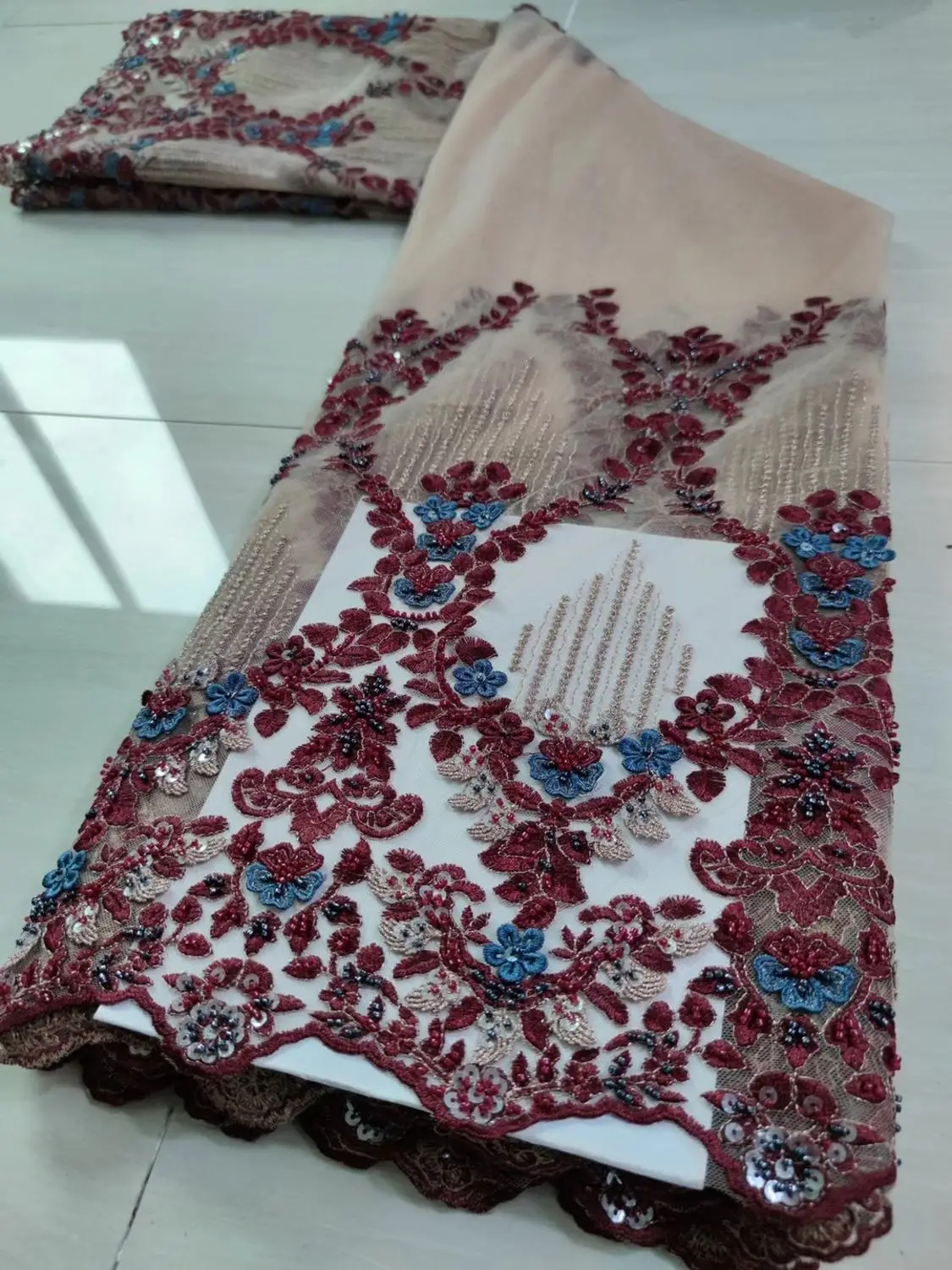 Красный цвет нигерийские кружевные ткани 2020 новейшая вышивка Роскошная