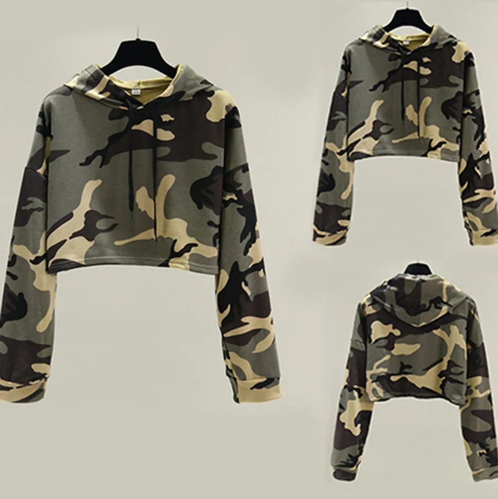 Новинка 2019 женские толстовки свитшоты камуфляжные модные пуловеры с длинным