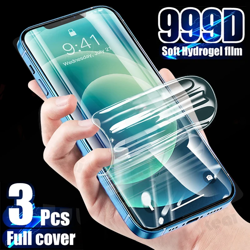 

3Pcs Hydrogel Film Screen Protector For iPhone 7 8 Plus 6s 6 SE Protective Film On iPhone 11 12 13 Pro Max X XR XS Max Not Glass