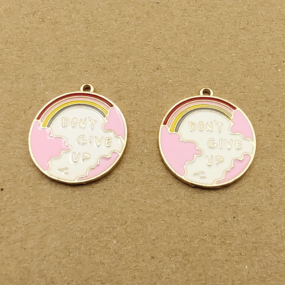 

10pcs 21x23mm enamel rianbow don't give up charm for jewelry making and crafting earring charm fashion pendant