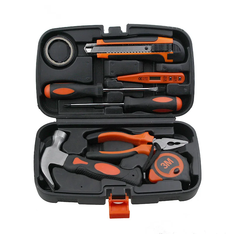 

9PCS Hand Tool Set General Household Kit Multifunction Hardware Repair Tool Box With Screwdrive Hammer Wire Pliers