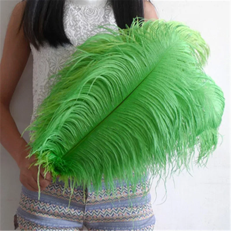 Pluma de avestruz de alta calidad, pluma verde de 50-55cm/20-22 pulgadas, suministros de bricolaje para carnaval, bailarinas, 50 unids/lote-0