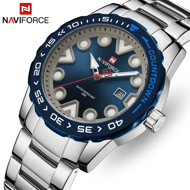 

Часы наручные NAVIFORCE мужские водонепроницаемые, модные роскошные деловые простые, с календарем