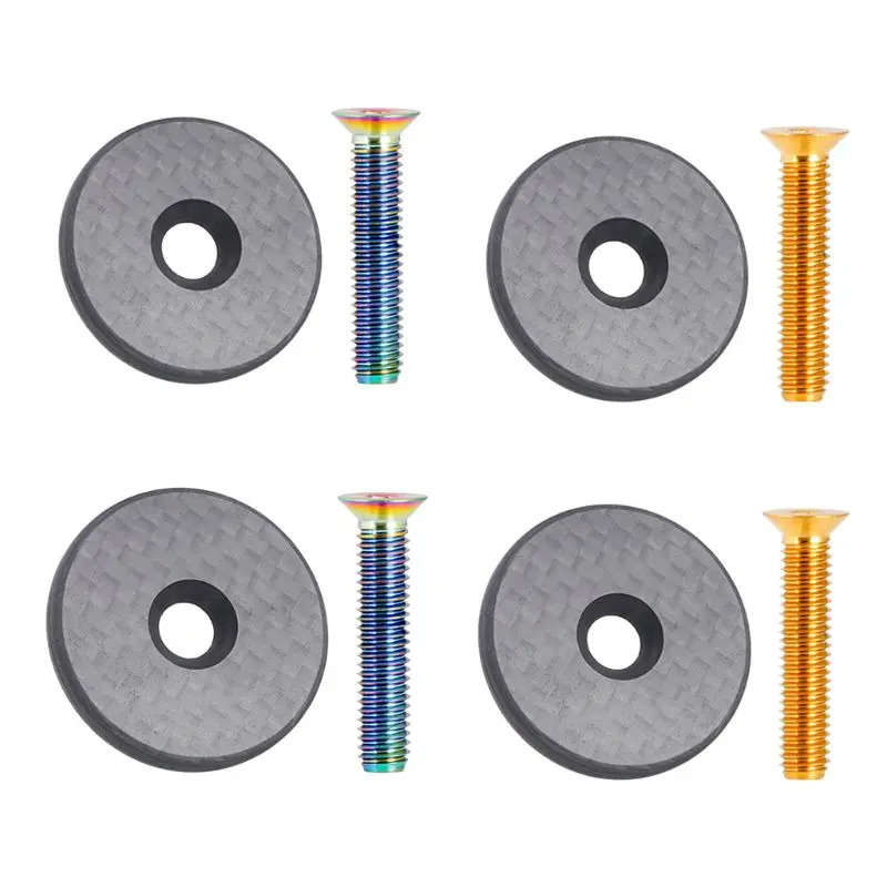 

Bicycle Headset Top Stem Cap Carbon Fiber Bike 28.6/31.8 OD2 Steerer Front Fork Tube Cap Cover with Titanium Bolt