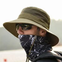 outdoor hiking mens fishing hats summer sun proof anti uv breathable fisherman sun hat adjustable male bucket cap wide brim