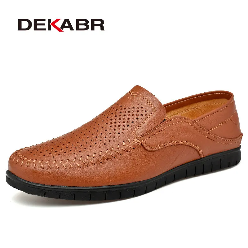 02 Red Brown DEKABR/мужская повседневная обувь из натуральной кожи; люксовый бренд; коллекция года; мужские лоферы; мокасины; дышащие слипоны; обувь для вождения размера плюс 45 - Цвет: 02 Red Brown