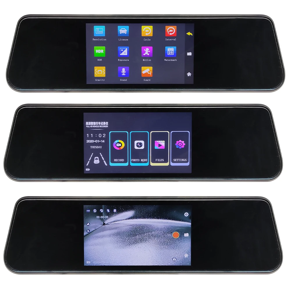 New 5 Inch Car Rearview Mirror Touch Screen For Auto Recorder 1080P FHD Night Vision DVR Dash Camera Dual Lens | Автомобили и