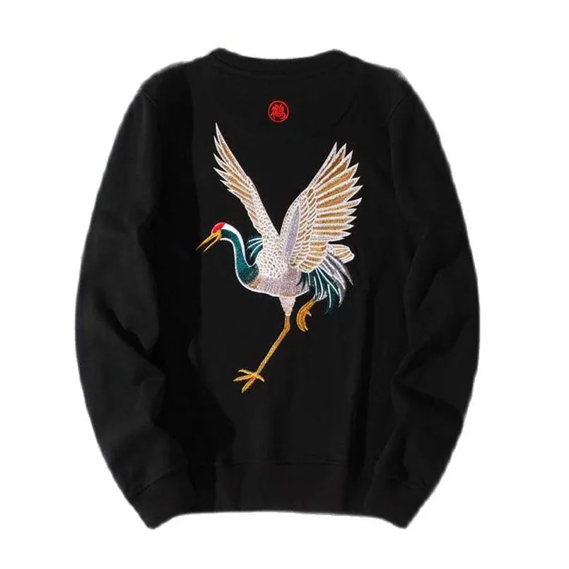 Толстовки с вышивкой Журавля мужские и женские хлопковые худи Yokosuka Sukajan японская