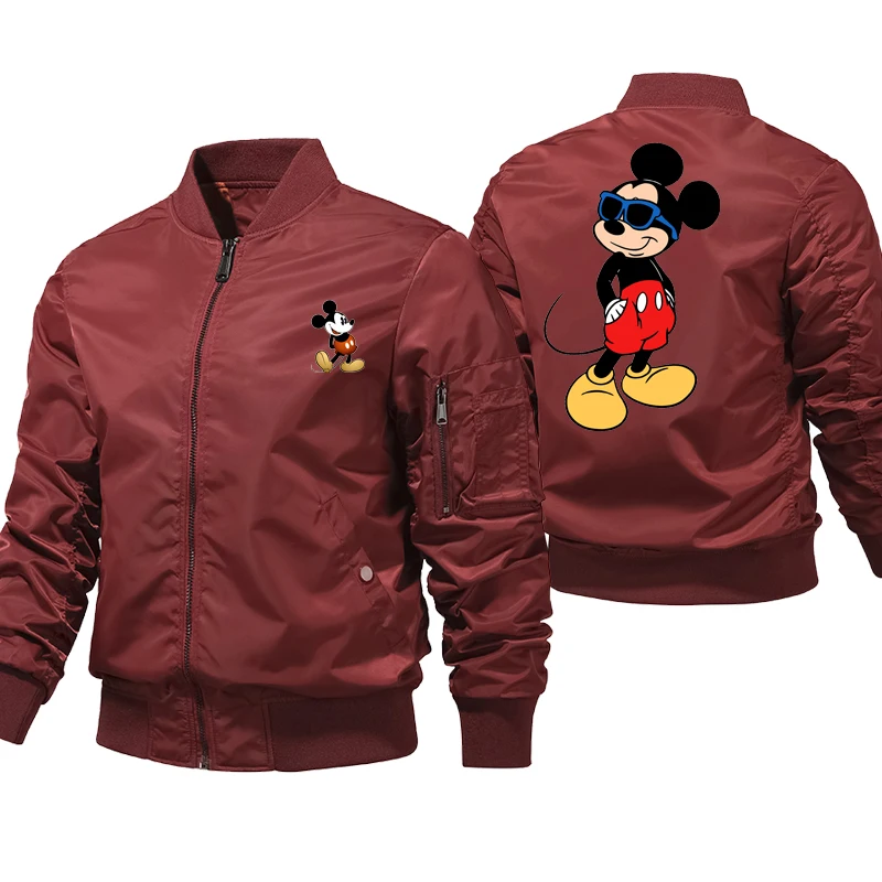 Бомбер с Микки Маусом мужская бейсбольная куртка-пилот в стиле милитари уличная