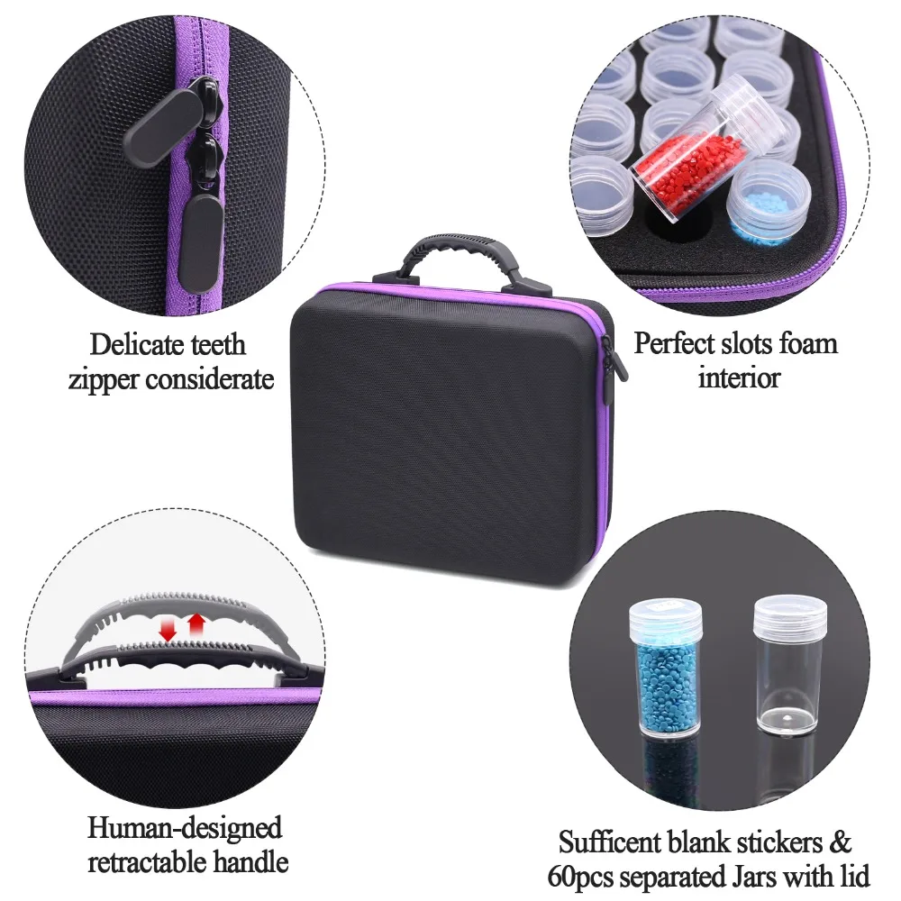 5D Diamond Painting Storage Box 60-Slot Accessories Tools Jewelry Bead Jar Ring Sparkling rhinestones | Дом и сад