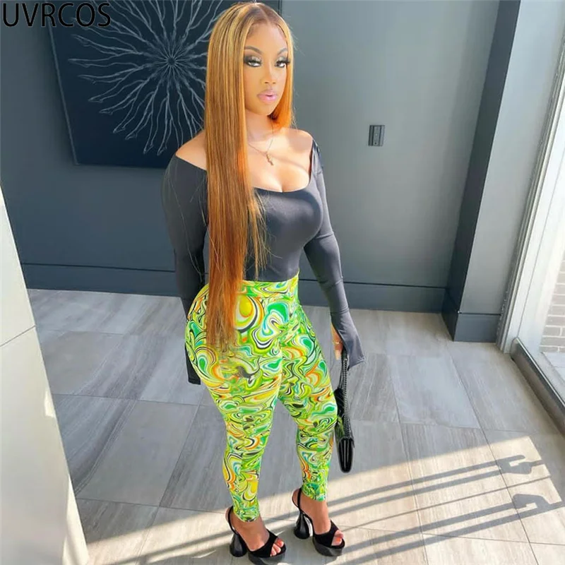 

UVRCOS Seamless Leggings Summer New Arrival Fantasy Tie Dye Print High Waist Slim Yoga Workout Sport Leggings Women Hot Selling