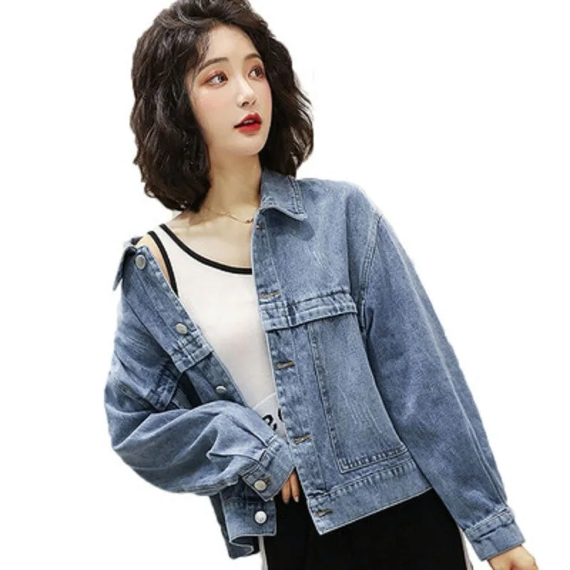 

Джинсовые куртки с вышитыми буквами, женская верхняя одежда, новая осенняя куртка, женские ковбойские куртки с длинными рукавами, короткое ...