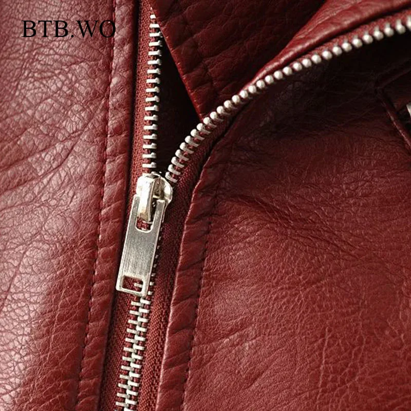 

BTB.WO Fashion Autumn Women Faux Leather Jacket Casual Loose Soft Pu Motorcycle Punk Leather Coat Female Zipper Rivet Outerwear