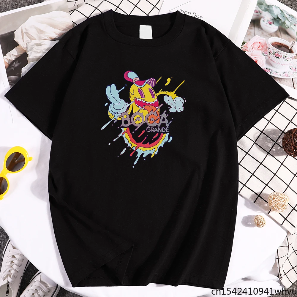 

Boca Grande Graffiti Printing Women T Shirt Street Summer Hip Hop Comfortable Clothes Anime Big-size